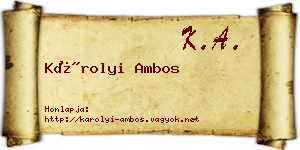 Károlyi Ambos névjegykártya